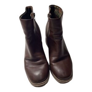Kork-Ease Destiny Brown Faux Leather Block Heel Ankle Booties Size 7